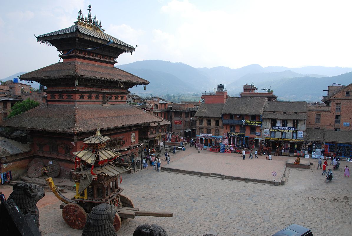 Kathmandu Bhaktapur 07 Bhairabnath Temple And Taumadhi Tole From Nyatapola Temple The triple-roofed Bhairabnath Temple, located in Taumadhi Tole square in Bhaktapur, is a rectangular temple that was completely rebuilt after the 1934 earthquake.